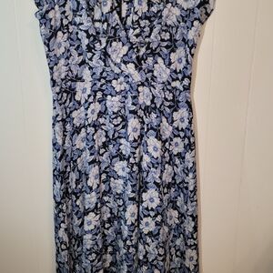 Floral Blue and White Dress, No Belt.